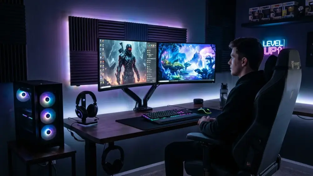 Bureau Setup Gamer Ergonomique