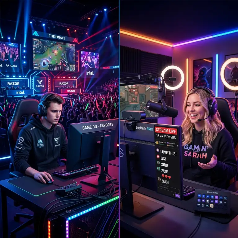 Parcours de pro-gaming : Joueur compétitif e-sport vs Streamer