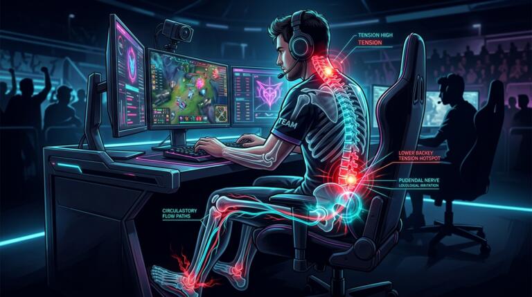 Degats physiques et sante position assise pro gamer