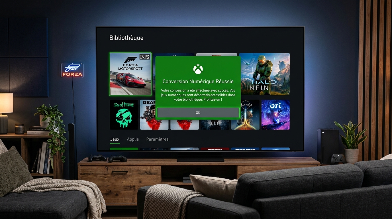 Interface Xbox Dashboard pour la conversion de disques physiques en version numérique