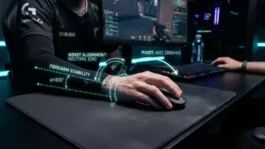Biomécanique de la visée : Arm Aiming vs Wrist Aiming, hauteur de bureau et calcul du cm/360 pour viser comme un pro