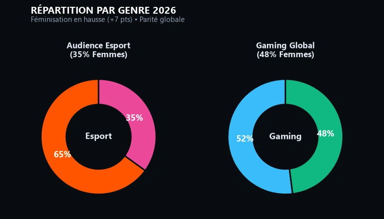 Répartition démographique et parité Esport 2026
