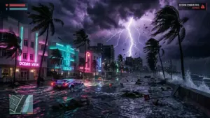 GTA 6 confirme son système météo avancé : tempêtes tropicales et rues inondées changent la donne à Leonida