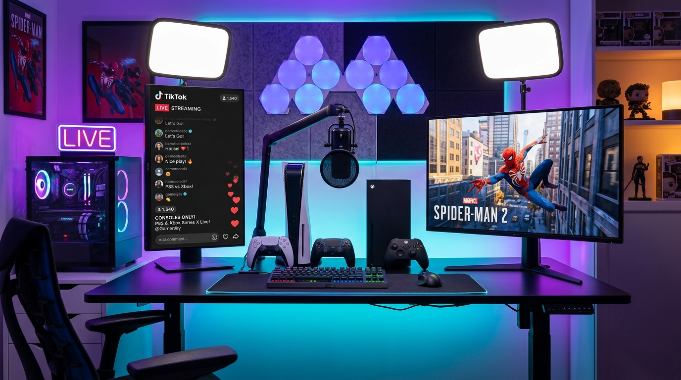 Setup streaming console live TikTok PS5 Xbox Switch