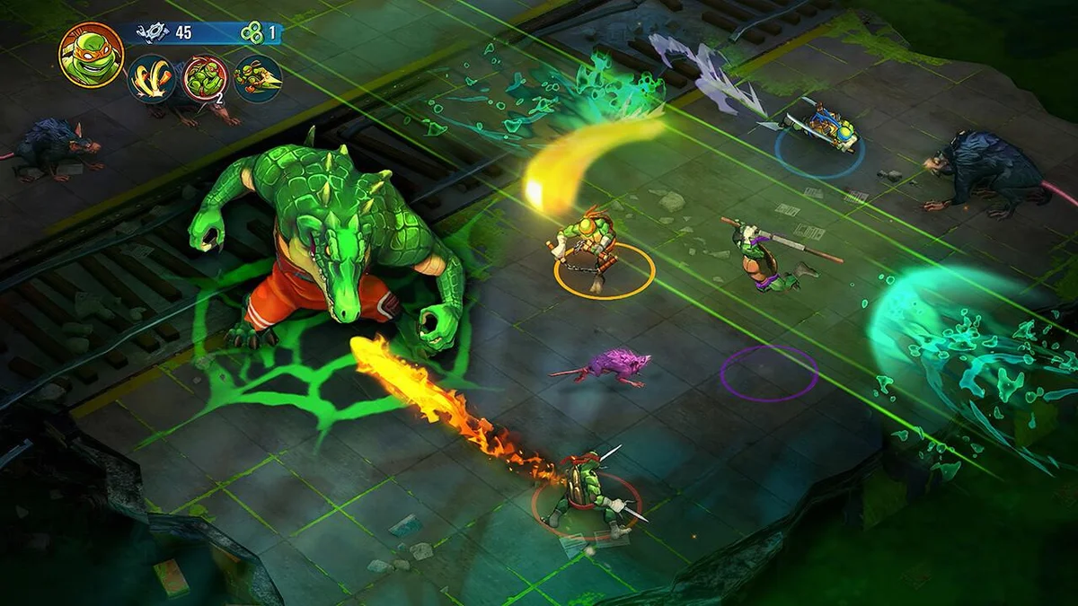 Combat coopératif dans TMNT Splintered Fate avec quatre Tortues Ninja