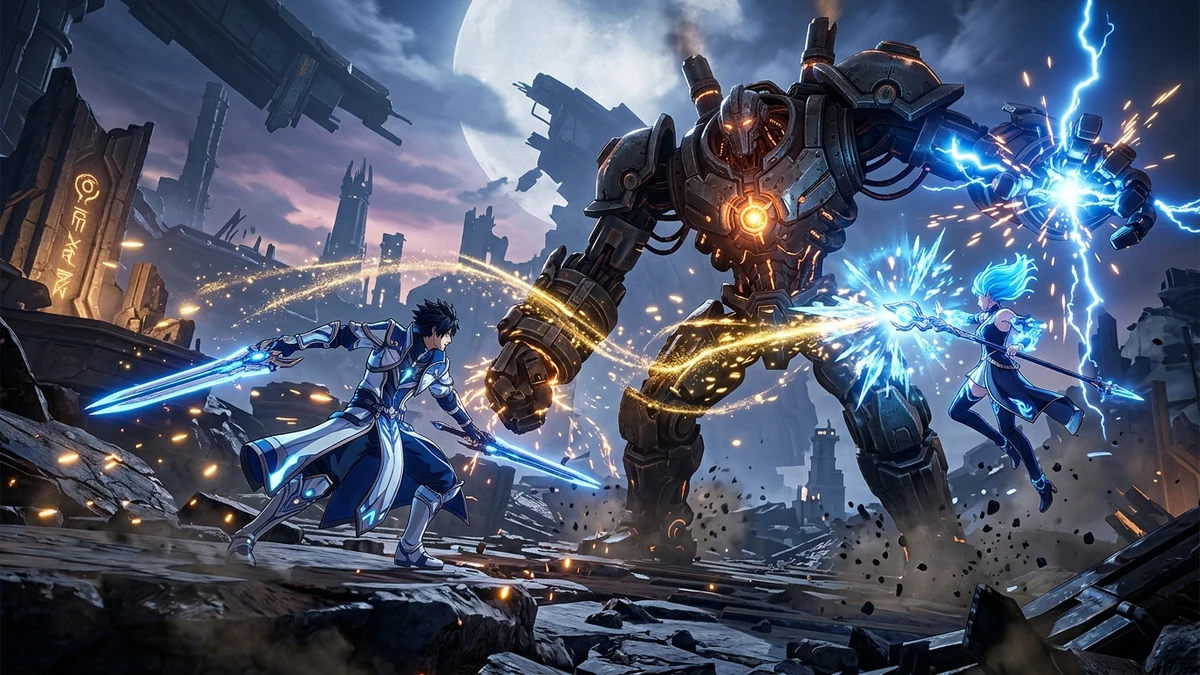 Gameplay action RPG gacha sur PC en monde ouvert
