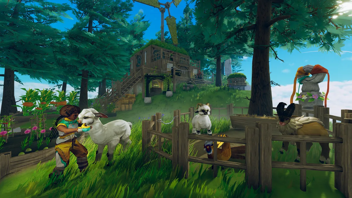 Ile flottante et moulin a vent dans Aloft d Astrolabe Interactive et Funcom sur PS5