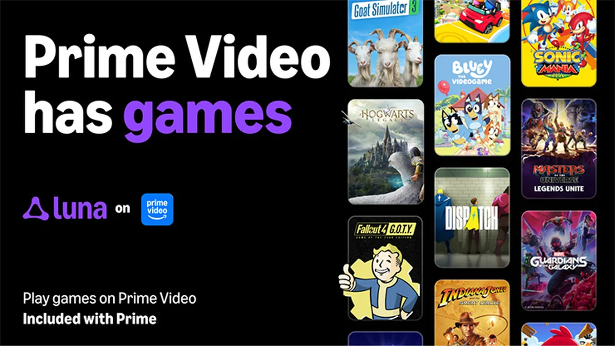 Interface d'Amazon Luna directement intégrée dans l'onglet Jeux de Prime Video sur Fire TV avec sa manette sans fil