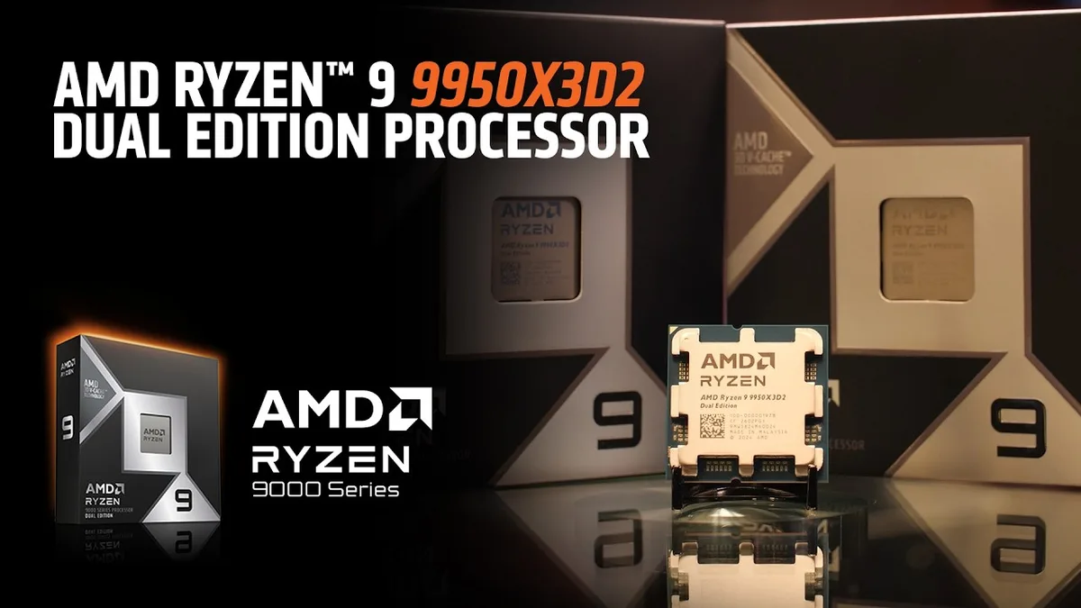 Processeur AMD Ryzen 9 9950X3D2 Dual Edition et boîte officielle