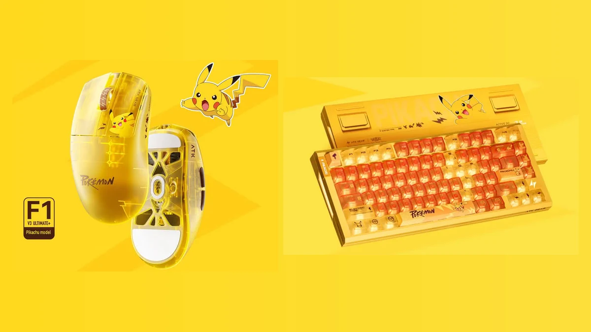 Souris sans fil ATK Blazing Sky F1 V3 Ultimate+ et clavier magnétique RS7 Air HE édition Pokémon Pikachu