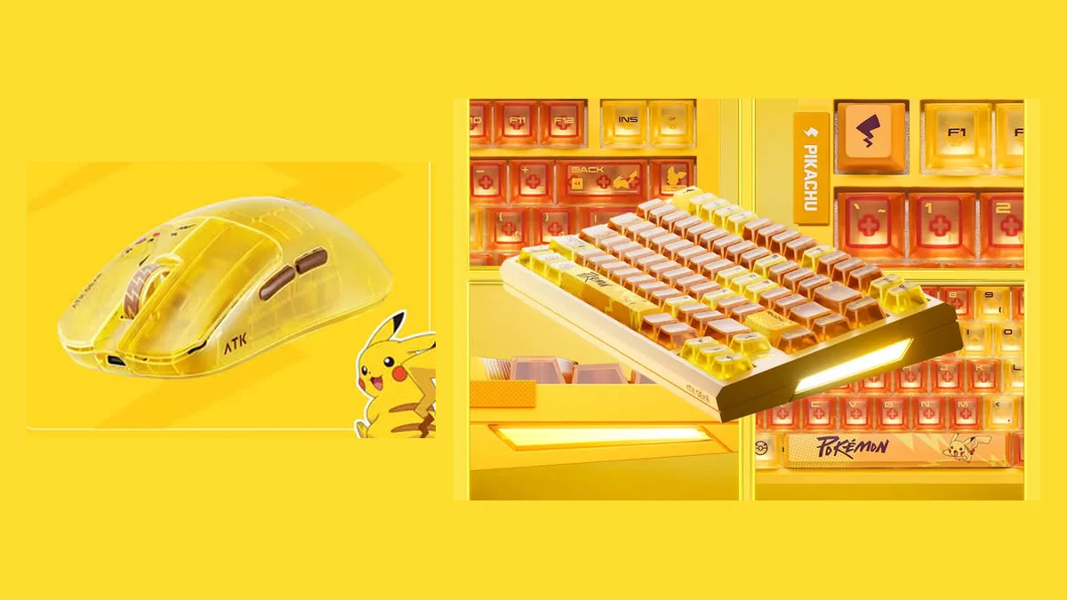 Architecture interne PAW3955 Master de la souris ATK F1 V3 et touches translucides du clavier RS7 Air HE Pikachu