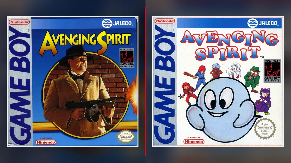 Comparaison des jaquettes américaine et européenne du jeu Game Boy Avenging Spirit sur Nintendo Switch Online