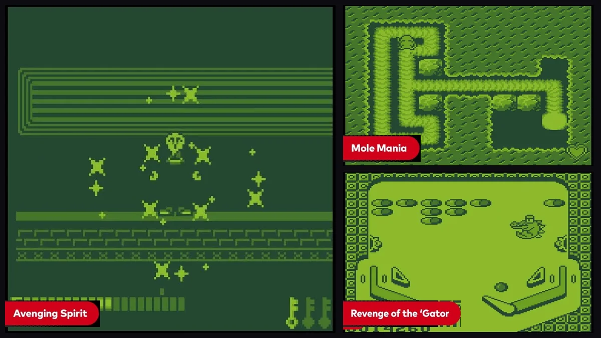 Captures de gameplay d'Avenging Spirit, Mole Mania et Revenge of the 'Gator sur Game Boy Nintendo Switch Online