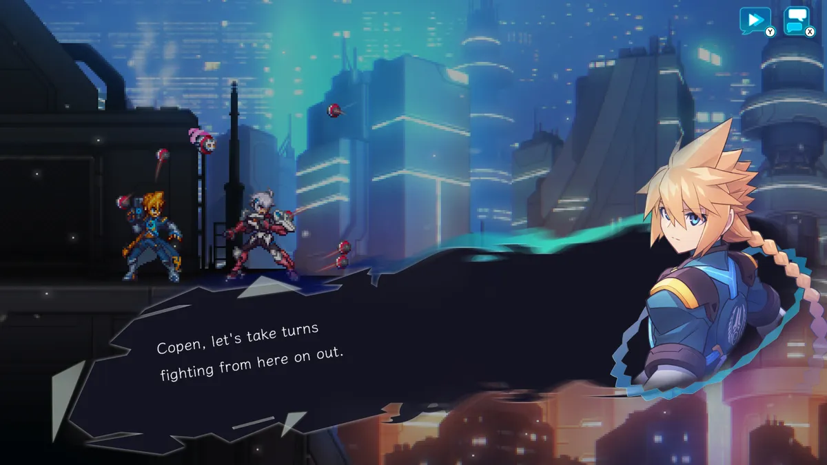Lumen et Lola en duo musical dans Azure Striker Gunvolt GX