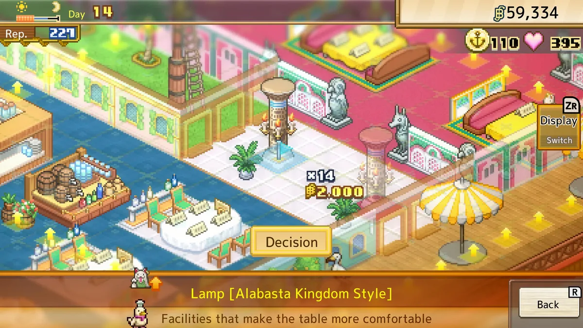 One Piece Grand Gourmet gameplay gestion restaurant Baratie Kairosoft pixel-art