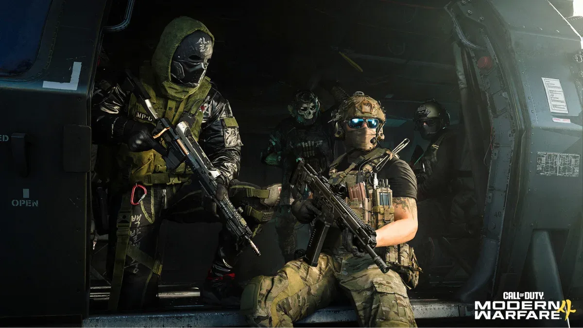 Escouade d'opérateurs équipés de fusils d'assaut et de mitraillettes dans Call of Duty: Modern Warfare 4