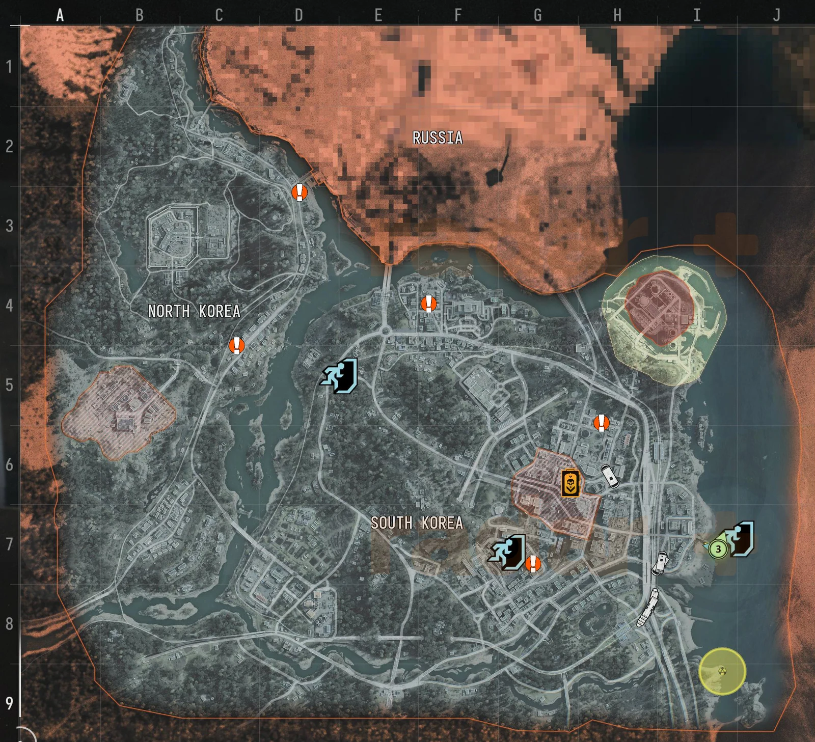 Carte des 5 postes de police sur Hajin dans Call of Duty Modern Warfare 4 DMZ