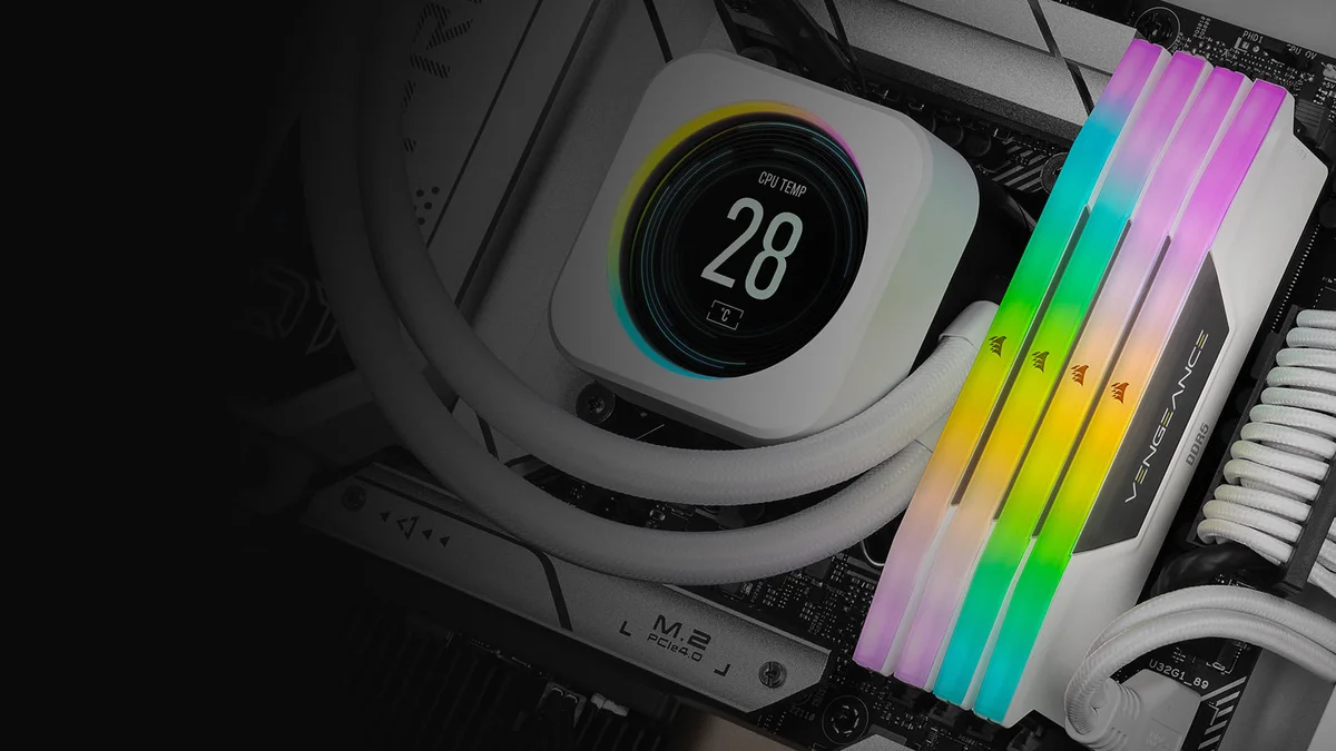 Kit memoire RAM Corsair Vengeance RGB DDR5 sur carte mere gaming
