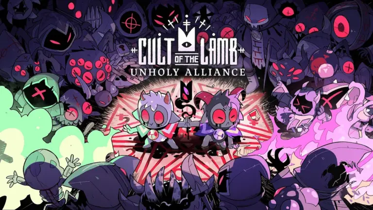 Illustration officielle de Cult of the Lamb par Massive Monster et Devolver Digital pour la mise à niveau gratuite sur Nintendo Switch 2