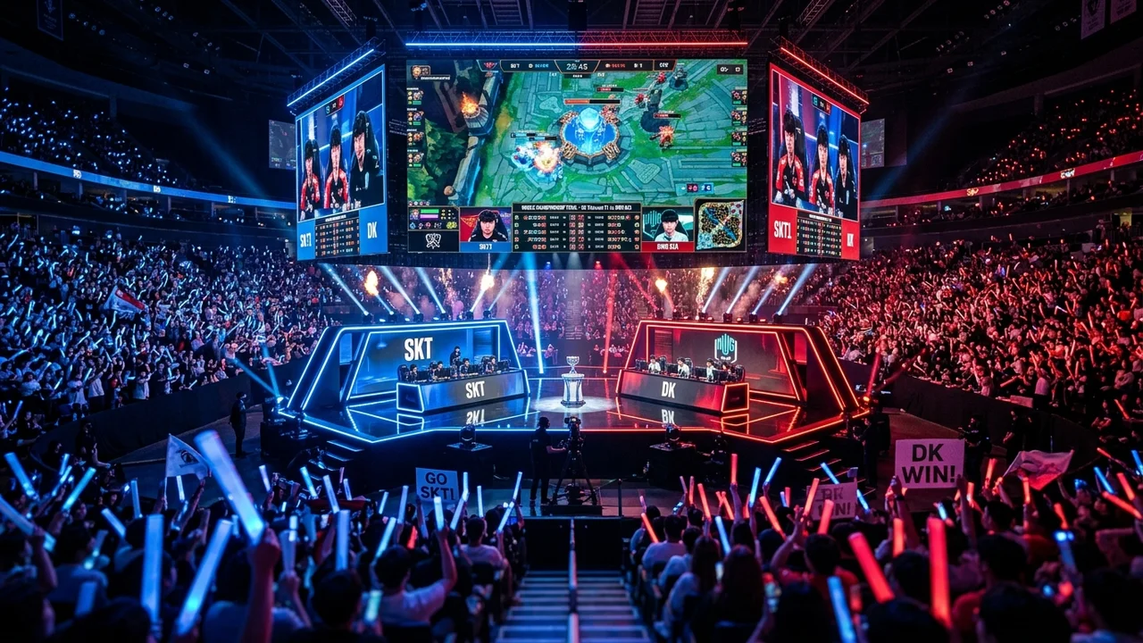 Arène esports de League of Legends lors d une finale mondiale avec T1