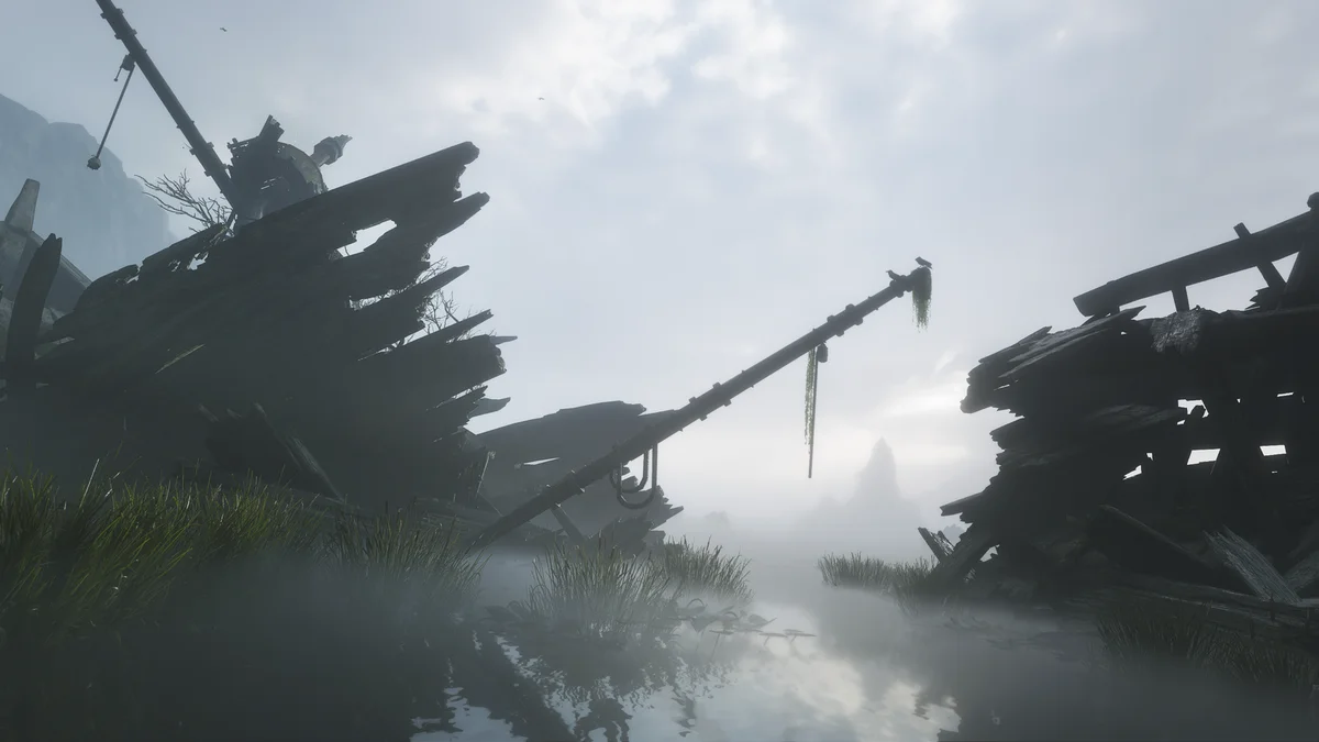 L'épave échouée du navire HMS Jubilee dans les brumes de Wraithmarsh dans Fable