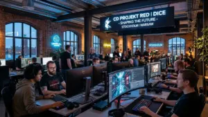 Developpeurs et studios de jeux video en Europe dans un studio moderne