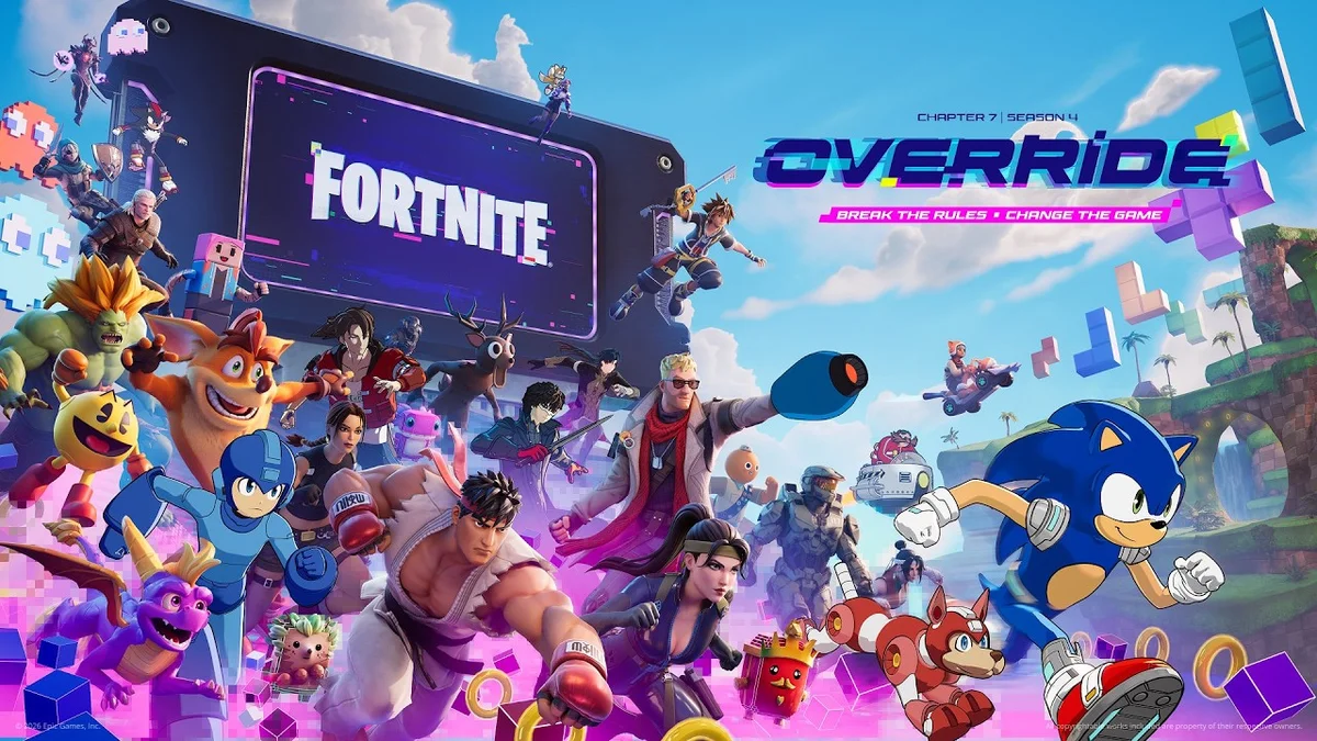 Visuel officiel de Fortnite Chapitre 7 Saison 4 Override avant la maintenance de la Saison 5
