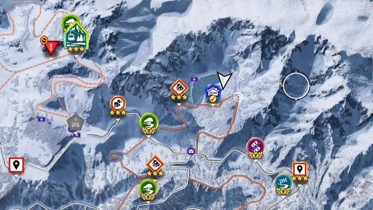 Carte de l'emplacement du coffre de la chasse au trésor de Sotoyama au nord de Soni Circuit dans Forza Horizon 6