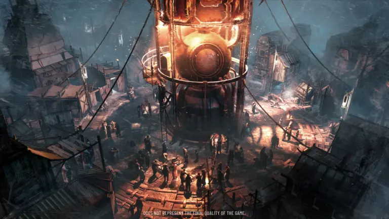 Vue de la cité glacée et du Générateur dans Frostpunk sous Unreal Engine 5 par 11 bit studios