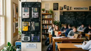 Mur de Game Boy en classe de littérature au lycée