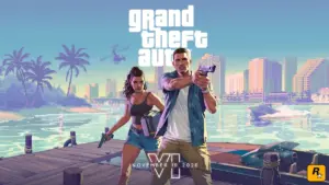 Grand Theft Auto VI Jason et Lucia sur le ponton de Vice City avant la sortie sur PS5 et Xbox Series X|S