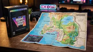Carte papier collector de Vice City et Leonida dans la boîte physique de GTA 6
