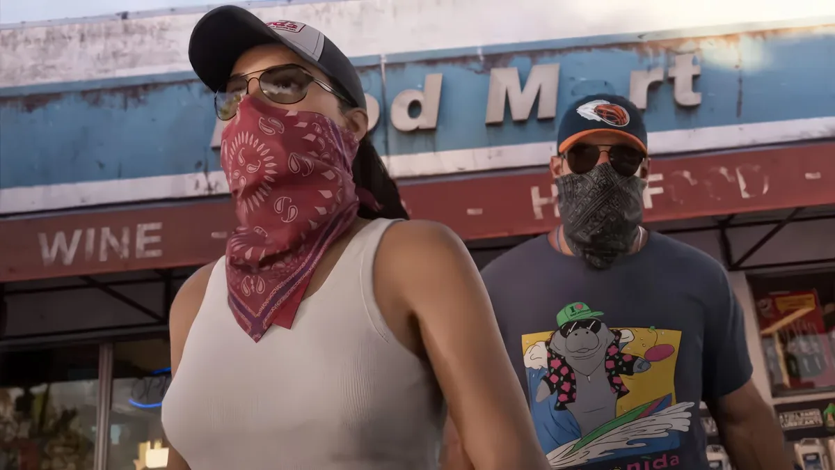 Lucia Caminos et Jason Duval masqu\u00e9s dans Grand Theft Auto VI \u00e0 Vice City