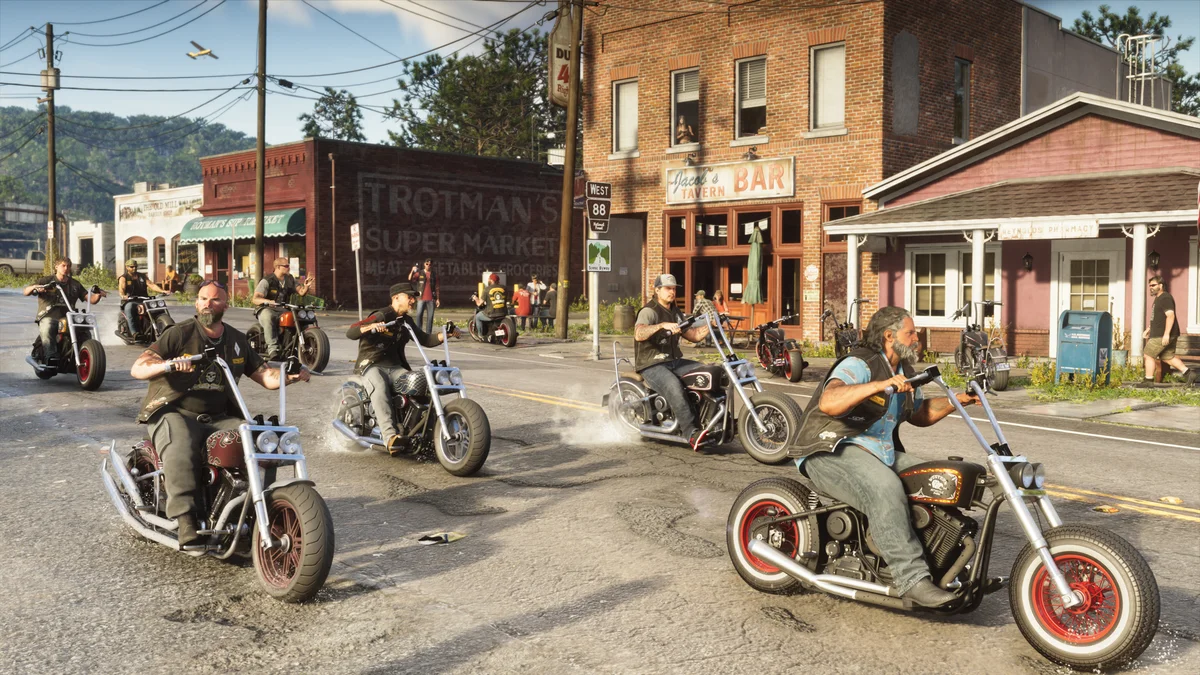 Petite ville commerces et gang de motards dans l'État de Leonida GTA 6