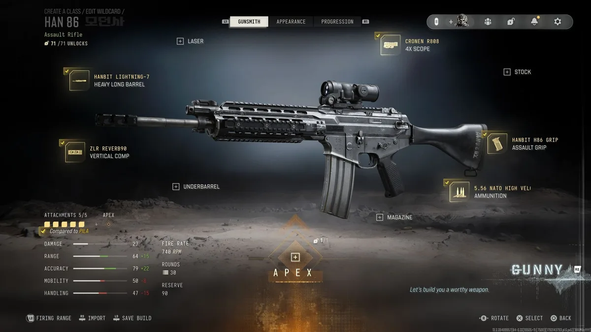 Classe Han 86 longue portee sans recul avec lunette Cronen R808 dans Modern Warfare 4