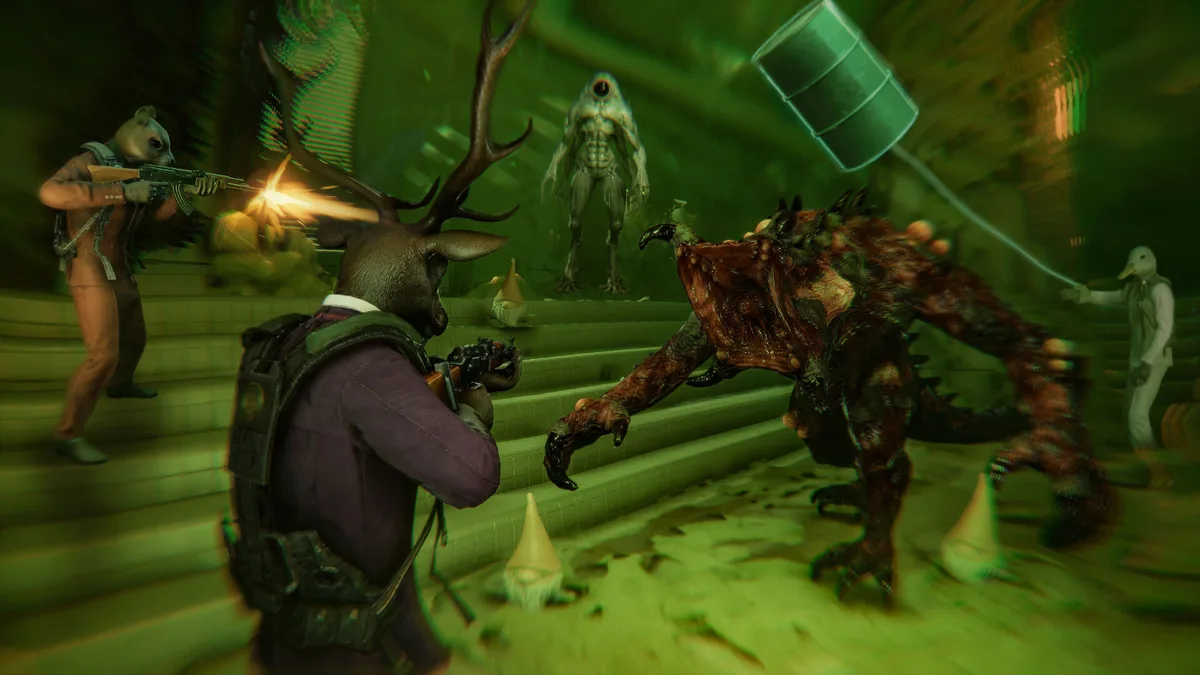 Escouade coopérative dans Hazard Levels affrontant des créatures avec le Gravity Gauntlet sur PS5