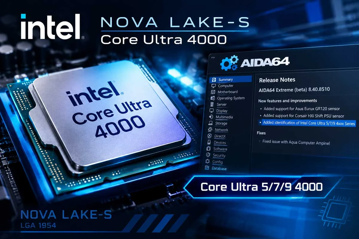 Architecture silicium Intel Nova Lake avec cœurs Coyote Cove et Arctic Wolf