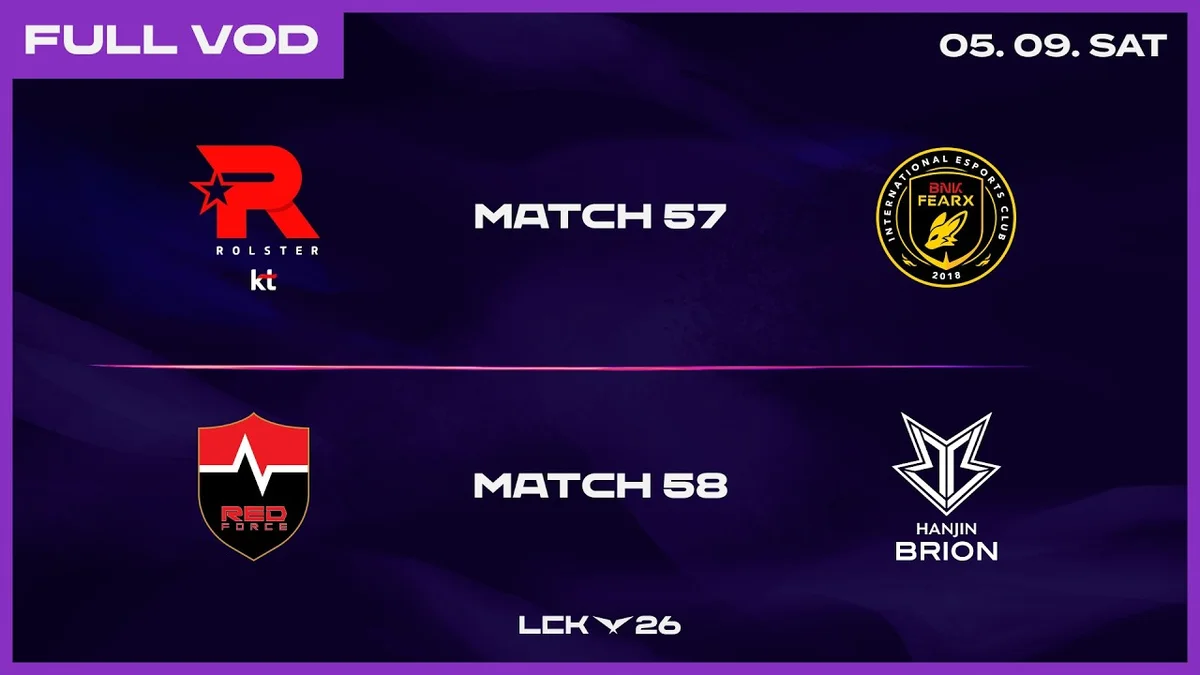 Affiche officielle LCK 2026 opposant KT Rolster à BNK FEARX sur League of Legends