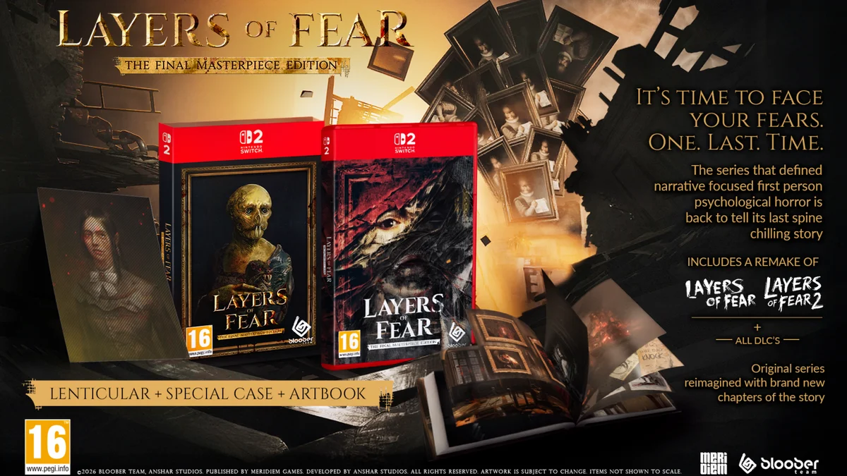 Layers of Fear The Final Masterpiece Edition coffret physique Nintendo Switch 2 avec artbook et carte lenticulaire