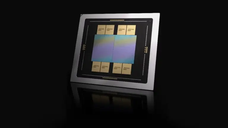 Puce mémoire Micron Technology illustrant la feuille de route DRAM 1-delta DDR6 et HBM