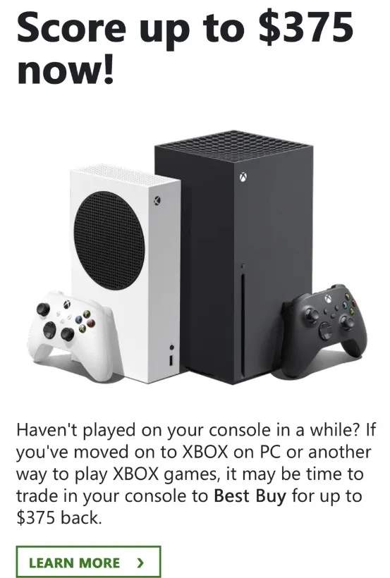 Email rachat Xbox Series X Email rachat Xbox Series X