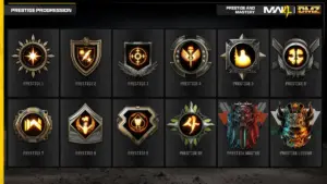 Icônes Prestige 1 à 10 et Prestige Master de Call of Duty Modern Warfare 4