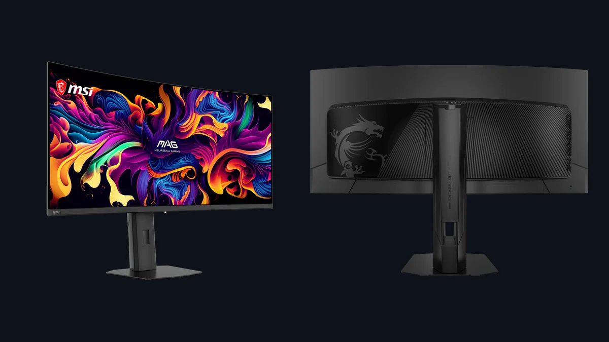MSI MAG 341CQP QD-OLED X24 design avant pied hexagonal et dissipateur arrière graphène