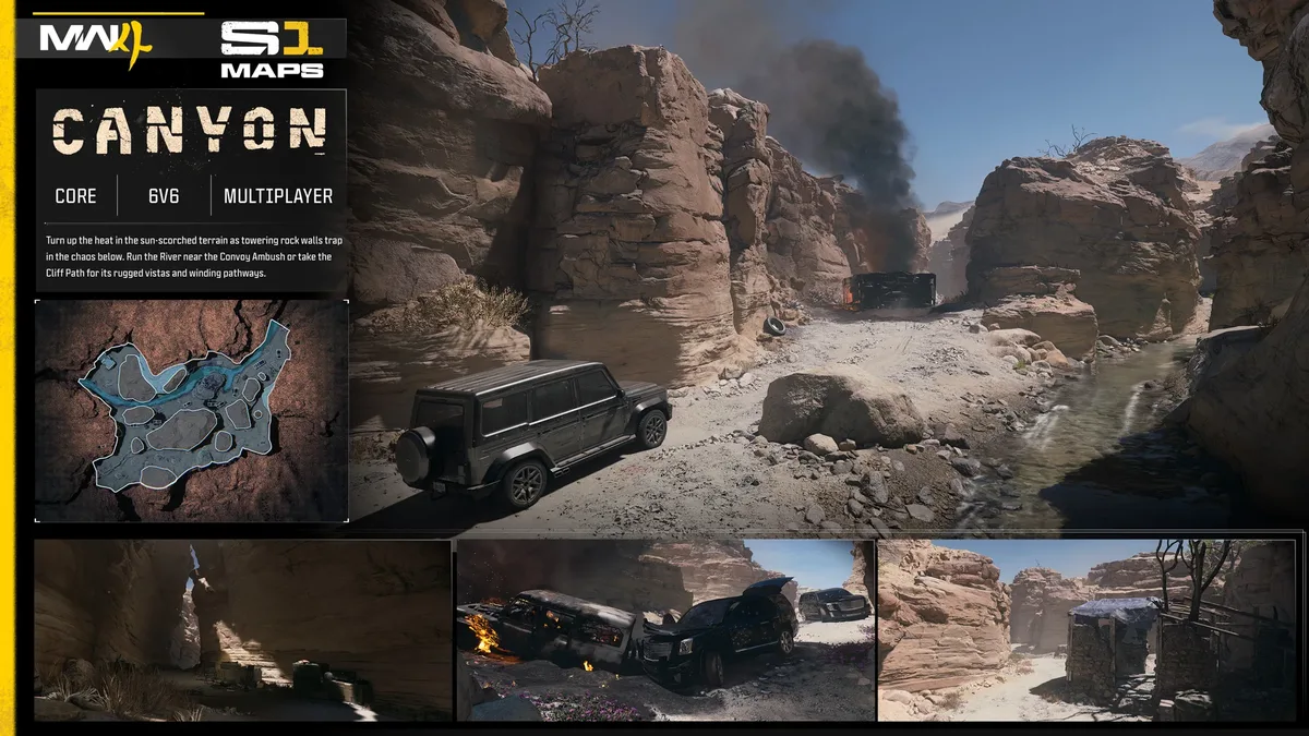 Carte multijoueur 6v6 Canyon dans Call of Duty Modern Warfare 4 Saison 1