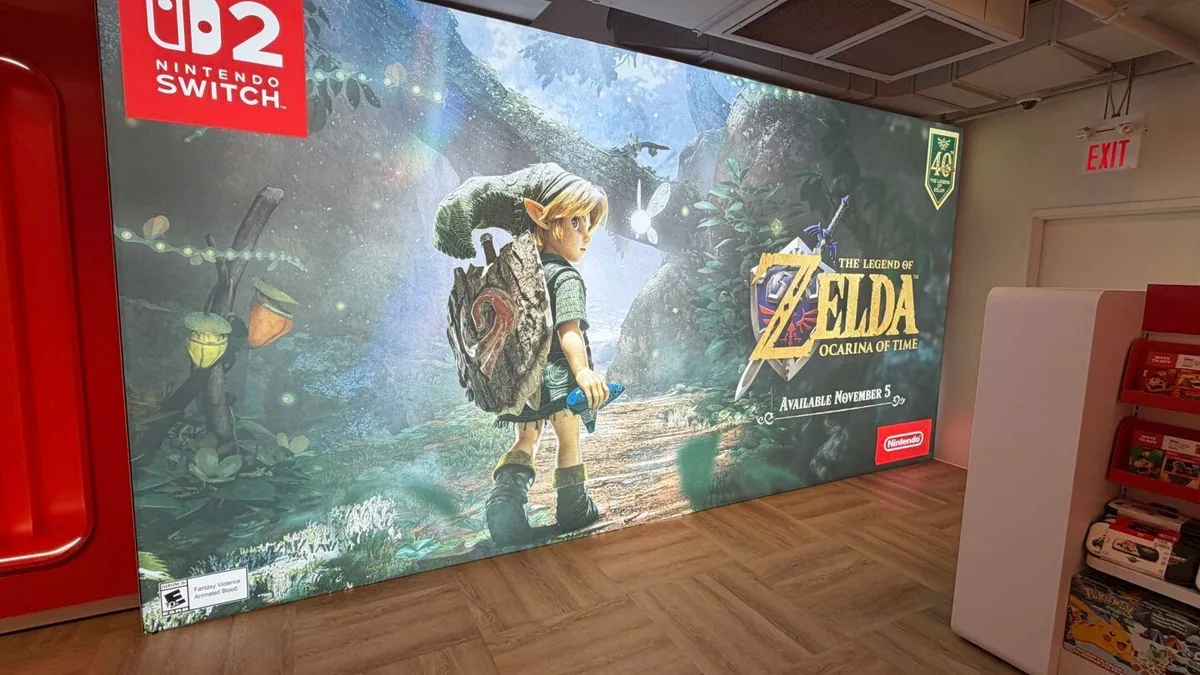 Fresque murale The Legend of Zelda Ocarina of Time boutique Nintendo Toronto