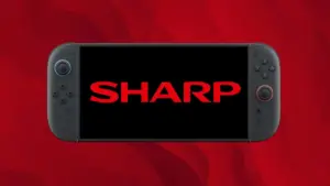 Nintendo Switch 2 avec logo Sharp illustrant le démontage de la dalle LCD sur la révision OSM-CPU-01