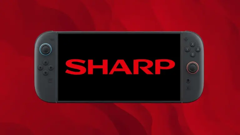 Nintendo Switch 2 avec logo Sharp illustrant le démontage de la dalle LCD sur la révision OSM-CPU-01