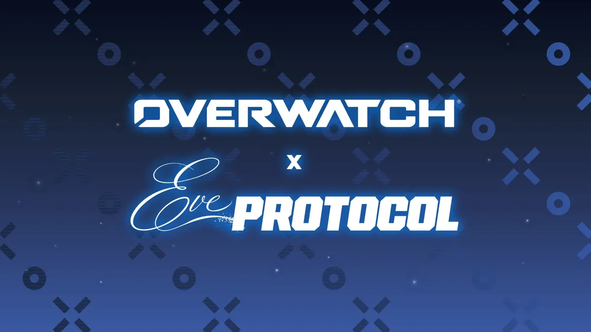 Key Art officiel de la collaboration Overwatch x Stellar Blade EVE Protocol avec Fatale en Eve, D.Va en Lily, Vendetta en Tachy, Soldat : 76 en Adam et Freja en Raven