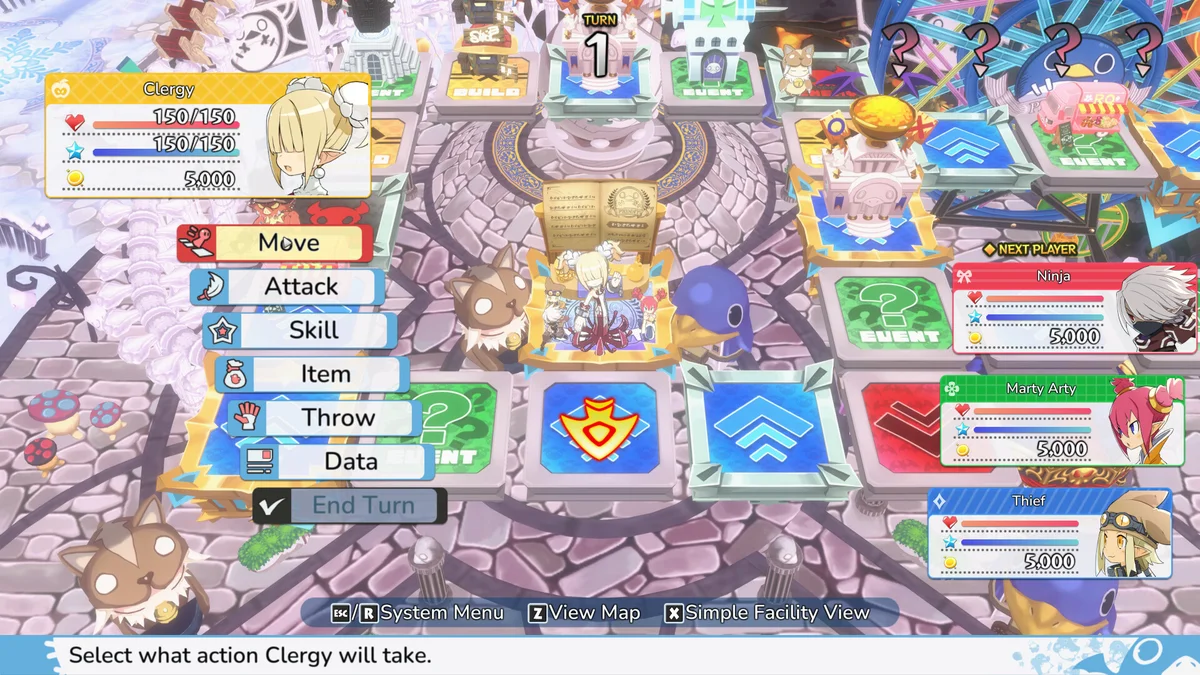 Prinny Party Going Overboard plateau de jeu Boardway Park et combats de boss