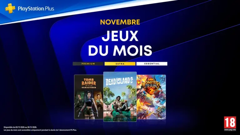 PlayStation Plus de novembre 2026 : Dead Island 2, Tomb Raider IV-VI Remastered et Monster Train 2 offerts dès le 3 novembre